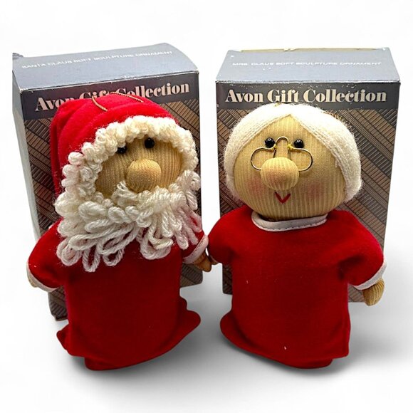 Avon Other - Vtg Avon Santa & Mrs. Claus Soft Sculpture Ornaments 1980s Holiday Decor Set New